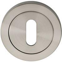 Loops Round Lock Profile Escutcheon 52mm Dia Concealed Fix Satin Steel in Metallics