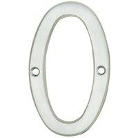 Loops Satin Chrome Door Number 0 - 75mm Height 4mm Depth House Numeral Plaque