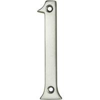 Loops Satin Chrome Door Number 1 - 75mm Height 4mm Depth House Numeral Plaque