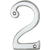 Loops Polished Chrome Door Number 2 75mm Height 4mm Depth House Numeral Plaque
