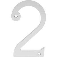 Loops Satin Chrome Door Number 2 - 75mm Height 4mm Depth House Numeral Plaque