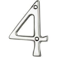 Loops Polished Chrome Door Number 4 75mm Height 4mm Depth House Numeral Plaque