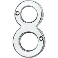 Loops Polished Chrome Door Number 8 75mm Height 4mm Depth House Numeral Plaque