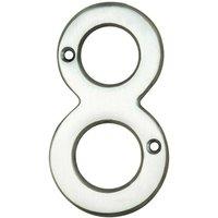 Loops Satin Chrome Door Number 8 75mm Height 4mm Depth House Numeral Plaque