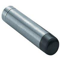 Loops Wall Mounted Doorstop Cylinder with Rubber Tip 74 x 16mm Satin Steel in Metallics