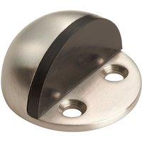 Loops Small Floor Mounted Half Moon Doorstop Rubber Buffer 44mm Dia Satin Steel in Metallics