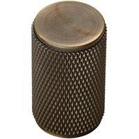 Loops Knurled Cylindrical Cupboard Door Knob 18mm Dia Antique Brass Cabinet Handle in Metallics