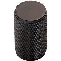 Loops Knurled Cylindrical Cupboard Door Knob 18mm Dia Matt Black Cabinet Handle