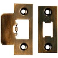 Loops Forend Strike & Fixing Pack Suitable for Tubular Latch Antique Brass in Metallics