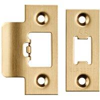 Loops Forend Strike & Fixing Pack Suitable for Tubular Latch Satin Brass in Metallics