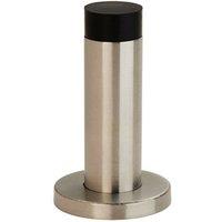 Loops Wall Mounted Doorstop Cylinder on Rose Rubber Tip 76 x 22mm Satin Steel in Metallics