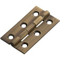 Loops PAIR 50 x 28 x 1.5mm Cabinet Hinge Antique Brass Small Cupboard Door in Metallics