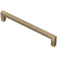 Loops Square Block Pull Handle 170 x 10mm 160mm Fixing Centres Antique Brass in Metallics