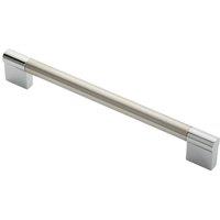 Loops Keyhole Bar Pull Handle 204 x 14mm 192mm Fixing Centres Satin Nickel & Chrome in Metallics