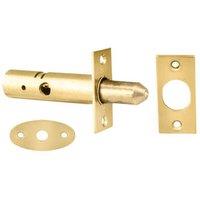 Loops 60mm Security Door Rack Bolt 32mm Fixing Centres Electro Brassed Door Latch in Metallics