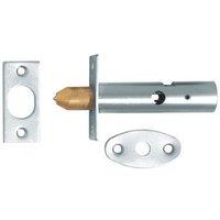 Loops 60mm Security Door Rack Bolt 32mm Fixing Centres Satin Chrome Door Latch