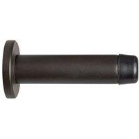 Loops Rubber Tipped Doorstop Cylinder with Rose Wall Mounted 70mm Matt Bronze