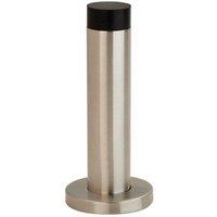 Loops Wall Mounted Doorstop Cylinder on Rose Rubber Tip 102 x 22mm Satin Steel in Metallics