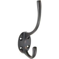 Loops Victorian Hat & Coat Hook on Oval Backplate 64mm Projection Matt Black