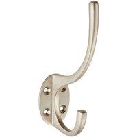 Loops Victorian Hat & Coat Hook on Oval Backplate 64mm Projection Satin Nickel in Metallics