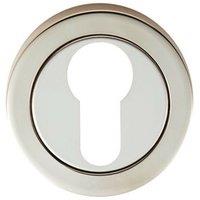 Loops Round Euro Profile Escutcheon 52mm Dia Concealed Fix Bright Steel in Metallics