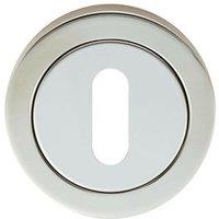 Loops Round Lock Profile Escutcheon 52mm Dia Concealed Fix Bright Steel in Metallics