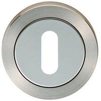 Loops Round Lock Profile Escutcheon 52mm Dia Concealed Fix Bright Satin Steel in Metallics