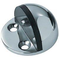 Loops Small Floor Mounted Half Moon Doorstop Rubber Buffer 44mm Dia Bright Steel in Metallics