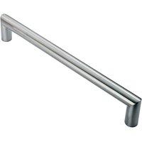 Loops Mitred Round Bar Pull Handle 106 x 10mm 96mm Fixing Centres Satin Steel in Metallics