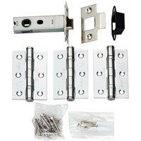 Loops Hinge & Latch Pack 76mm Bolt Through Tubular Latch 3*3 Inch BB Hinge Chrome