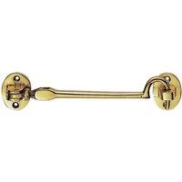 Loops Lightweight Cabin Hook & Eye Polished Brass 102mm Arm Cabinet Hatch Lock in Metallics