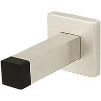 Loops Square Wall Mounted Doorstop on Square Rose Rubber Tip 85mm Satin Steel in Metallics