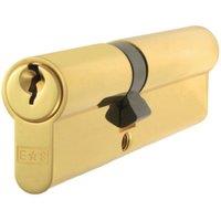 Loops 70mm EURO Double Cylinder Lock Keyed to Differ 5 Pin Polished Brass Door in Metallics