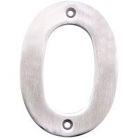 Loops 100mm Front Door Numerals '0' 82mm Fixing Centres Satin Stainless Steel in Metallics
