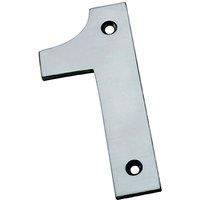Loops 100mm Front Door Numerals '1' 74mm Fixing Centres Satin Stainless Steel in Metallics
