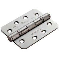 Loops PAIR 102 x 76 x 3mm 13 Ball Bearing Hinge Satin Stainless Steel Rounded Edge in Metallics