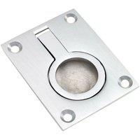Loops Flush Ring Recessed Pull Handle 50 x 38mm 8mm Depth Satin Chrome