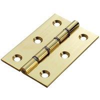 Loops PAIR 76 x 50 x 2.5mm Double Steel Washered Butt Hinge Polished Brass Door in Metallics