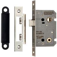 Loops Locking Bathroom Door Sashlock Latch Square Forend 64mm Nickel Plated in Metallics