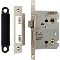 Loops Locking Bathroom Door Sashlock Latch Square Forend 76mm Satin Nickel in Metallics