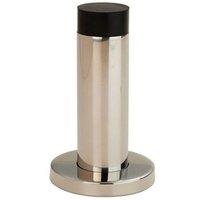 Loops Wall Mounted Doorstop Cylinder on Rose Rubber Tip 76 x 22mm Bright Steel in Metallics