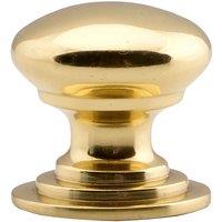 Loops Victorian Round Cupboard Door Knob 38mm Dia Polished Brass Cabinet Handle in Metallics