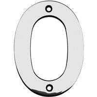 Loops 100mm Front Door Numerals '0' 82mm Fixing Centres Bright Stainless Steel in Metallics