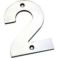 Loops 100mm Front Door Numerals '2' 81mm Fixing Centres Bright Stainless Steel in Metallics