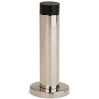 Loops Wall Mounted Doorstop Cylinder on Rose Rubber Tip 102 x 22mm Bright Steel in Metallics