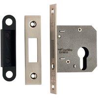 Loops Residential Euro Profile Deadlock Casing 64mm 108mm Fixings Satin Nickel in Metallics