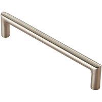 Loops Mitred Round Bar Pull Handle 138 x 10mm 128mm Fixing Centres Satin Steel in Metallics