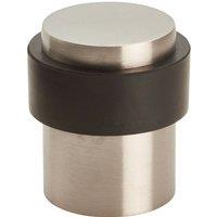 Loops Floor Mounted Pedastal Doorstop with Rubber Buffer 40 x 30mm Satin Steel in Metallics