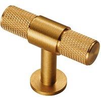 Loops Knurled Cupboard T Shape Pull Handle 50 x 13mm Satin Brass Cabinet Handle in Metallics