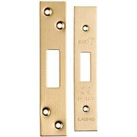 Loops Square Forend Strike & Fixing Pack Suitable for Deadlocks Satin Brass in Metallics